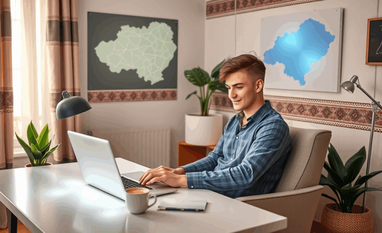 Žmogus naudojasi skaitmeniniu įrenginiu, kad gautų paskolą internetu, pabrėžiant paprastumą ir saugumą.