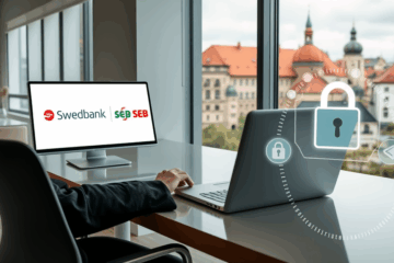 Pinigai pervedami saugiai į banko sąskaitą naudojant internetines platformas.