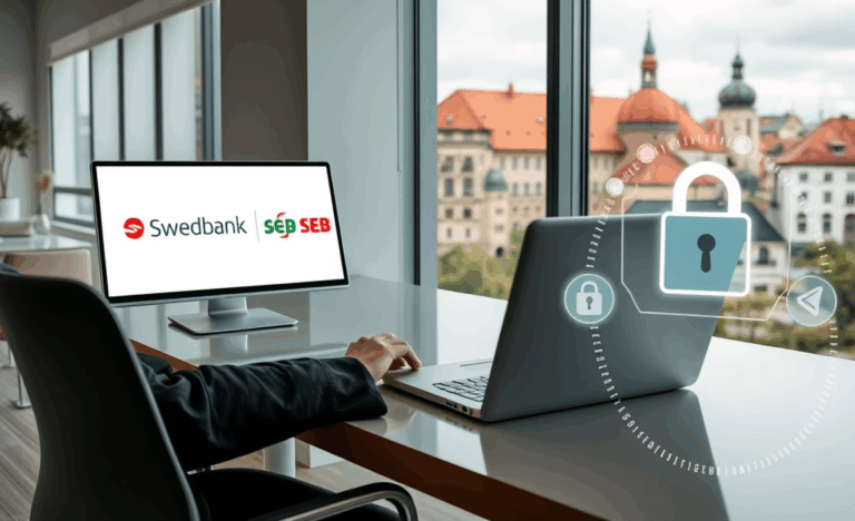 Pinigai pervedami saugiai į banko sąskaitą naudojant internetines platformas.