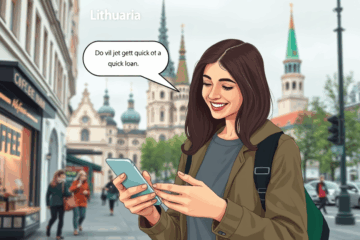 Asmuo, gaunantis kreditą mobiliojo telefono pagalba