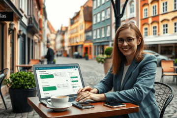 Asmeninis kreditas su GF Banku, vaizduojantis patogų kreditavimo procesą internetu.