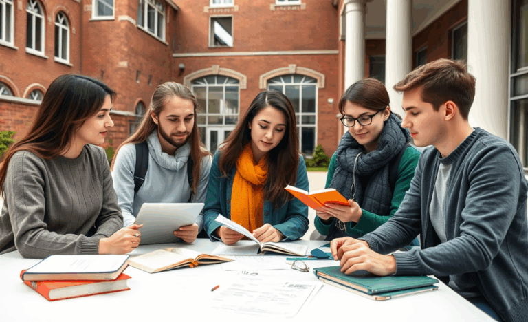 Studentai sėdi prie nešiojamojo kompiuterio su knygomis, simbolizuojantys kredito gavimą per Invega programą